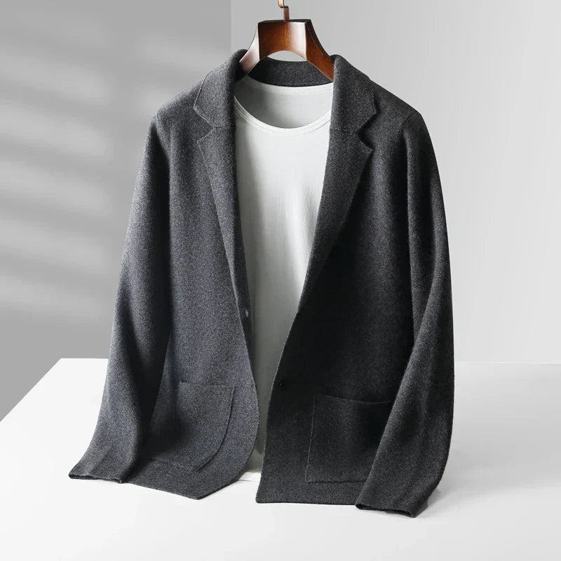 Cardigan En Laine Pour Homme Nordisk Flair Coupe Tailorée Longueur À La Hanche Revers Cranté Poches Passepoilées
