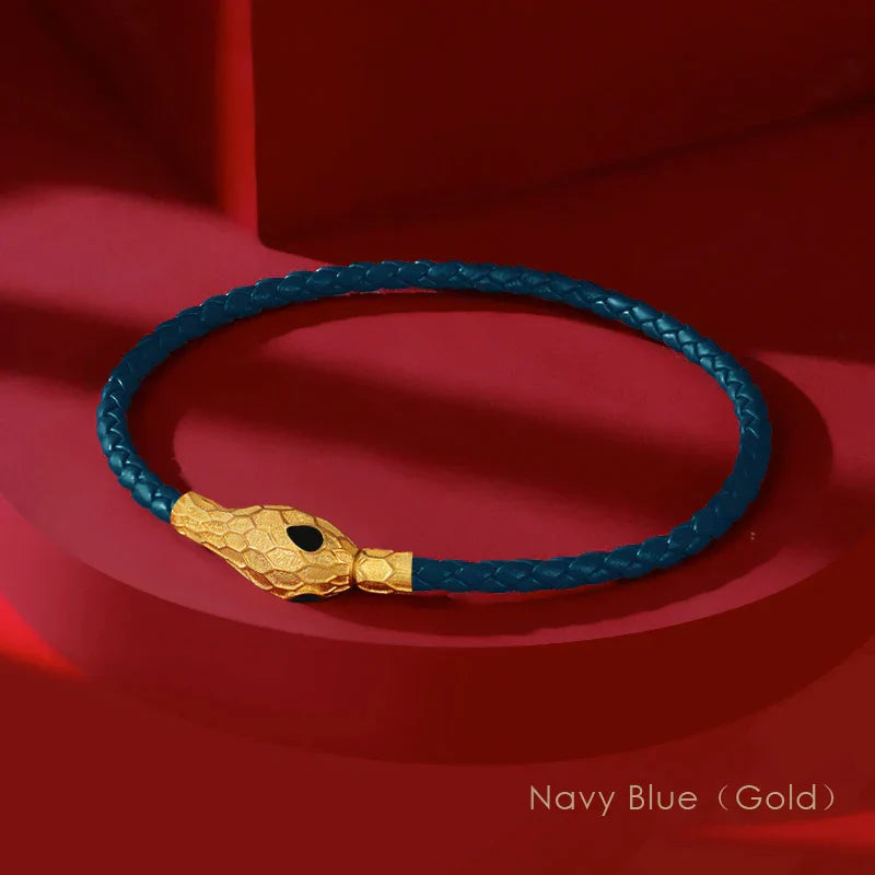 Aspis Viper Bracelet En Cuir Tressé À La Main Avec Fermoir Serpent Doré Pour Hommes Et Femmes Amawinc