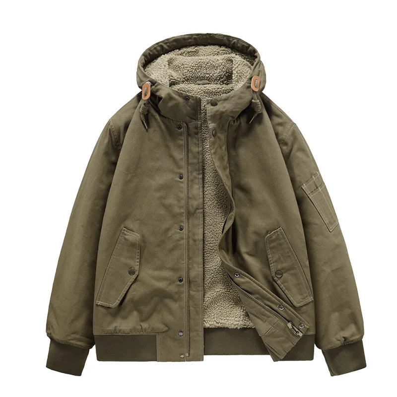 Pull Thermo Utilitaire À Capuche Détachable Avec Doublure Polaire Et Poches Plaquées Multiples