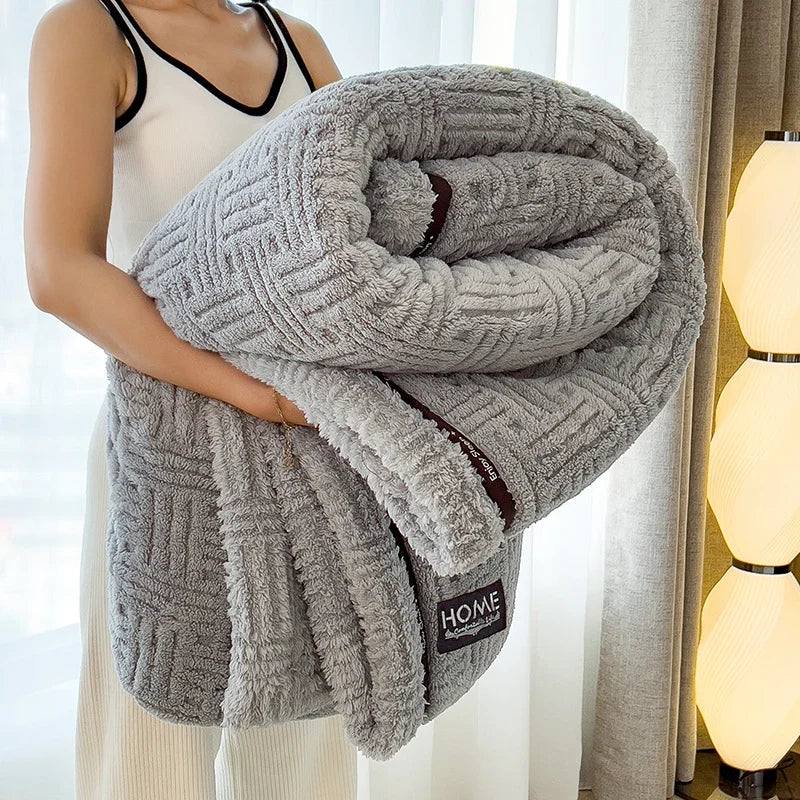 Couverture Velours Peluche Douce Double Face Avec Molleton Corail Pour Confort Absolu