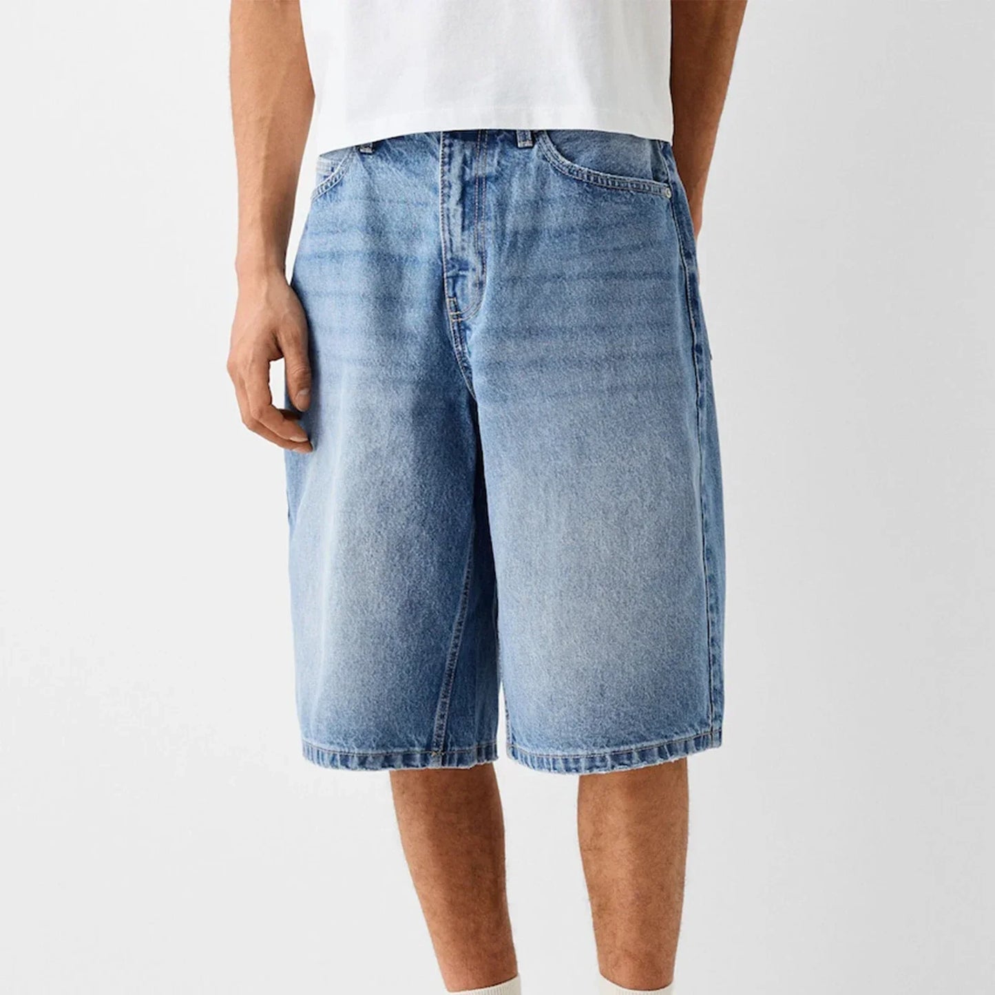 Shorts Denim Coupe Large Pour Homme Pulse Drift Avec Coutures Durables Et Design Classique À Cinq Poches