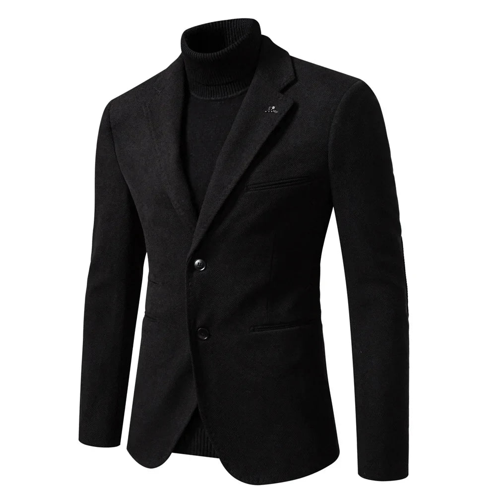 Veste Blazer Homme Slim Fit Marron Boutonnage Simple Pour Travail Décontracté Polyvalente Essentielle
