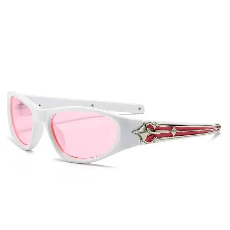 Lunettes De Soleil Streetwear Y2K Vintage Rétro Futuriste Protection UV400 Cadre Wraparound Pour Sport