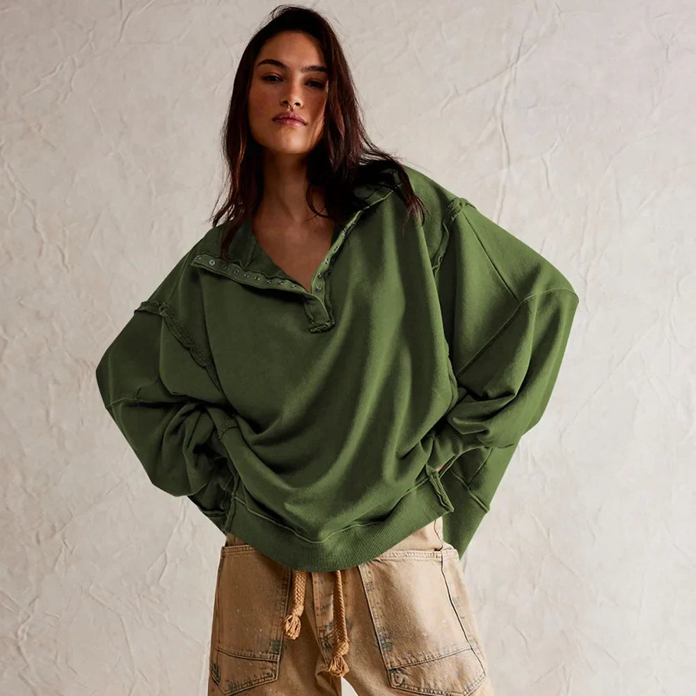 Corti Sweatshirt Oversize En Mélange De Coton Premium Doux Avec Manches Bouffantes Et Coupe Décontractée