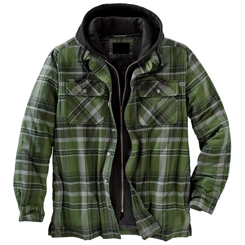 Amawinc Veste À Capuche En Coton Patchwork Carreaux Pour Homme Chaude Design Drapeau Américain Tailles S À 5XL