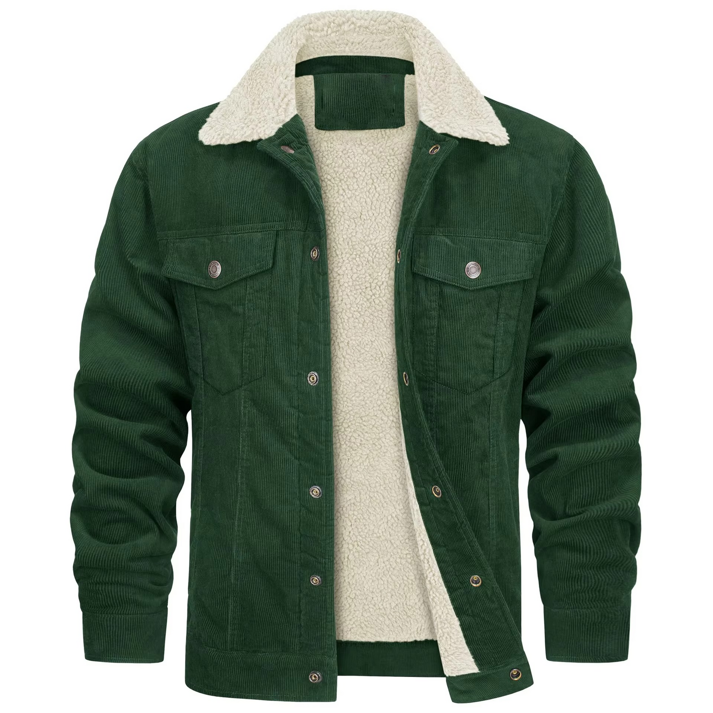 Veste Velours Cotele Bleu Marine Doublee De Polaire Hiver Pour Homme Style Utilitaire Decontracte Chaude