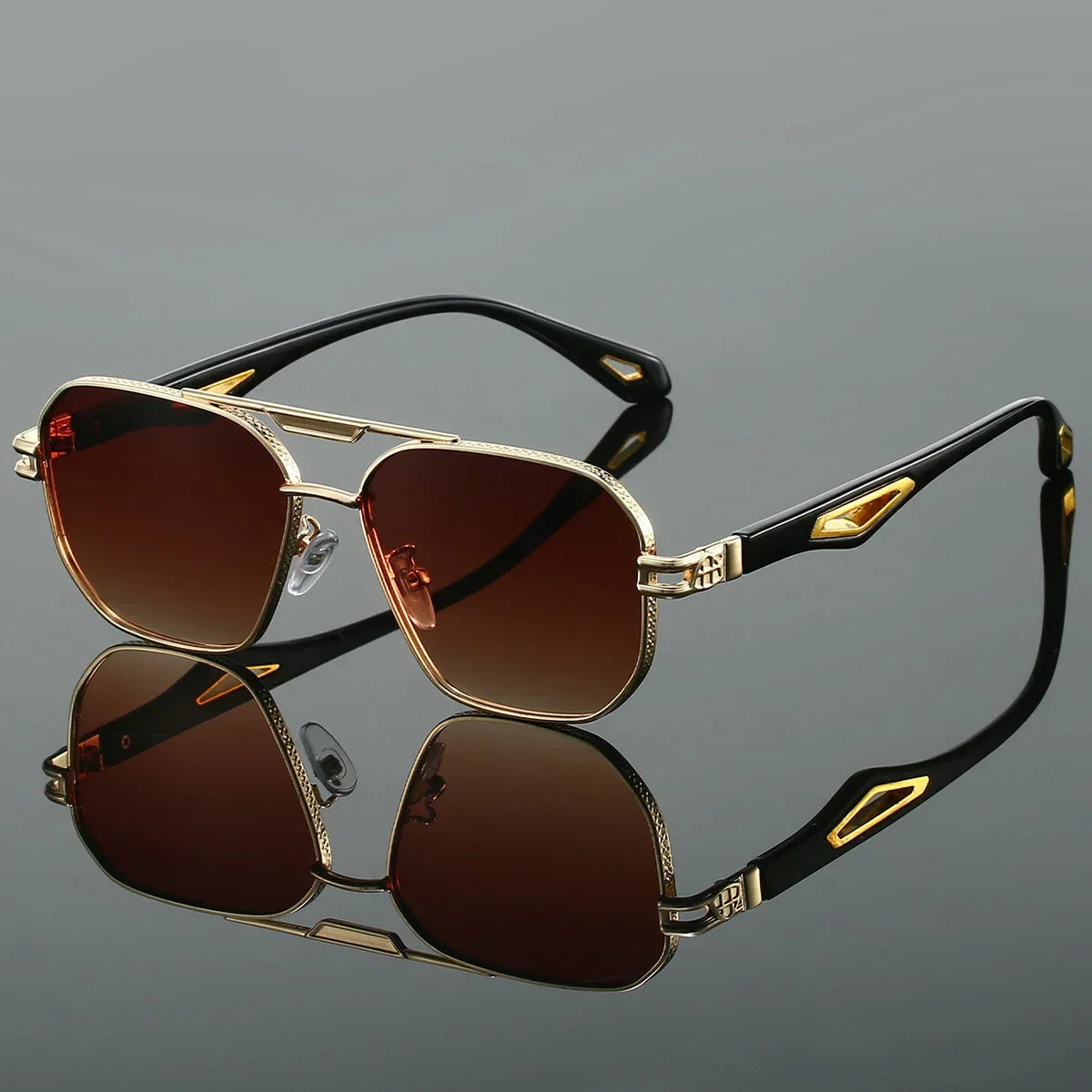 Lunettes De Soleil Carvo Bruni Avec Monture En Alliage Et Double Pont Design Vintage UV400 Protection