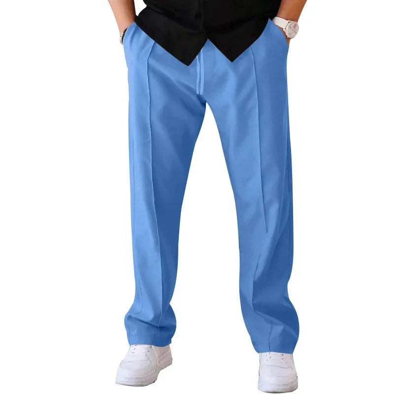 Pantalon Forme Décontractée Pour Hommes Amawinc Bleu Marine Pour Réunions D Affaires Et Événements Formels