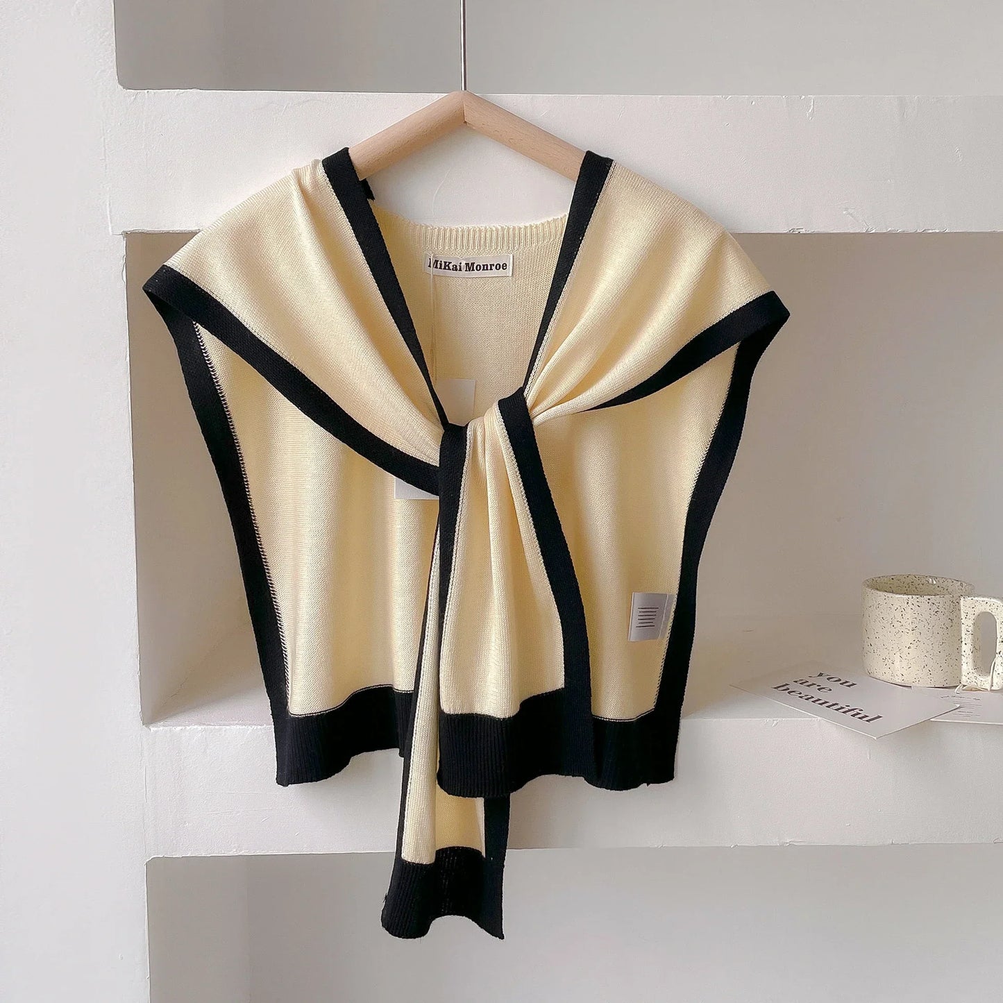 Amawinc Châle À Épaules Rayé En Maille Léger Emma Polyvalent Pour Printemps Et Automne Essentiel