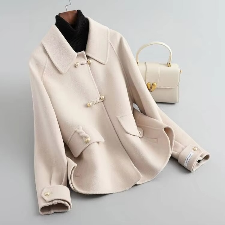 Manteau Court en Laine Double Face pour Femme Style Coréen Haut de Gamme Coupe Slim