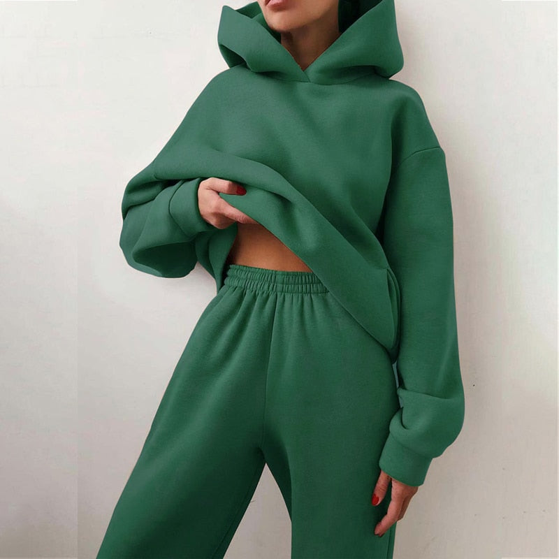 Ensemble Jogging Femme Oversize Hoodie Pantalon Coton Doux Coupe Décontractée Pour Détente