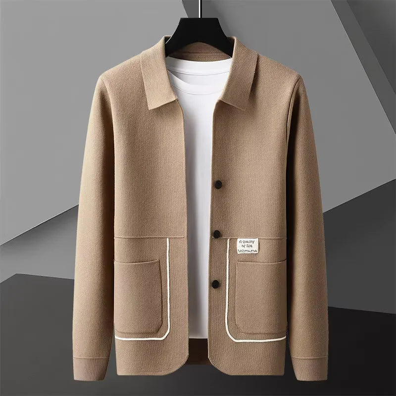 Mercer Cardigan Tricoté Pour Homme Amawinc Épuré Et Polyvalent Mise En Valeur Des Épaules Et Du Torse Style Tailoré