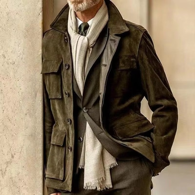 Manteau Trench Mi-Long Retro Pour Homme Décontracté Avec Revers Idéal Printemps Automne Et Superposition Quotidienne