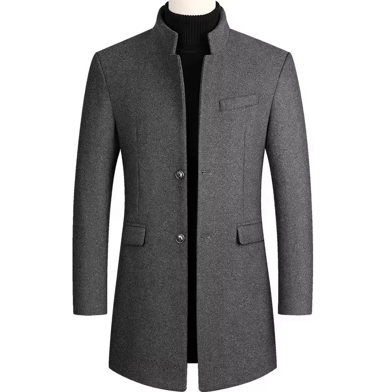 Manteau Trench Long En Laine Mélangée Pour Homme Bourgogne Chaleur Et Style Sophistiqué Pour Automne Et Hiver