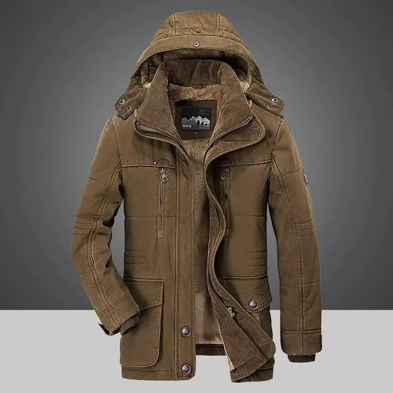 Parka Homme Hivernale Avec Doublure En Molleton Épais Et Poches Multiples Pour Temps Très Froid