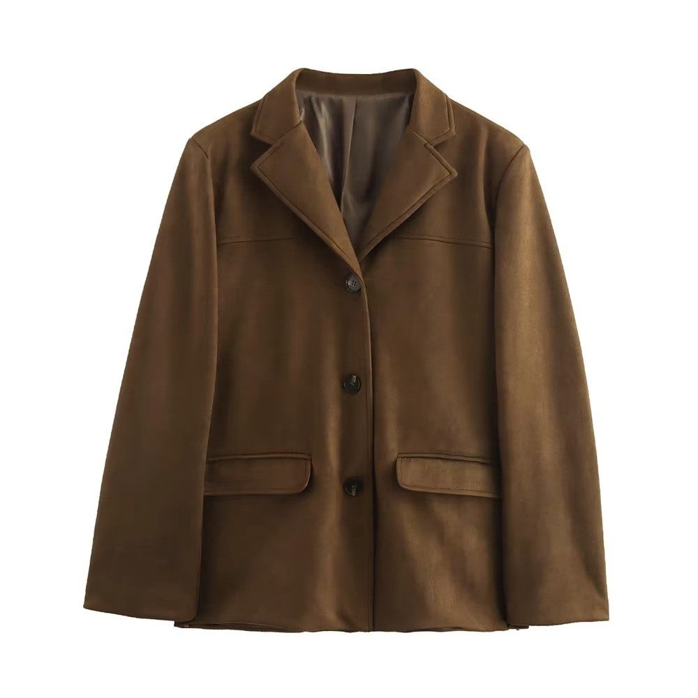 Veste En Suède Marron Vintage Pour Femme Style Old Money Manteau Automne Hiver Élégant Et Chaud