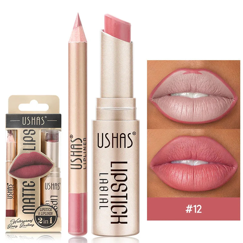 BE X Ushas Rouge À Lèvres Matte Avec Crayon Contour Double Utilisation Offres Spéciales Acheter 2 Obtenez 1 Gratuit