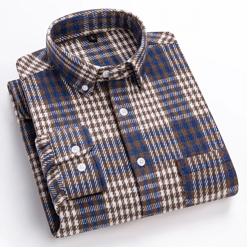 Chemise Pour Homme À Carreaux Taille Plus 7XL Manches Longues 100 Pour Cent Coton Avec Poche Poitrine Unique