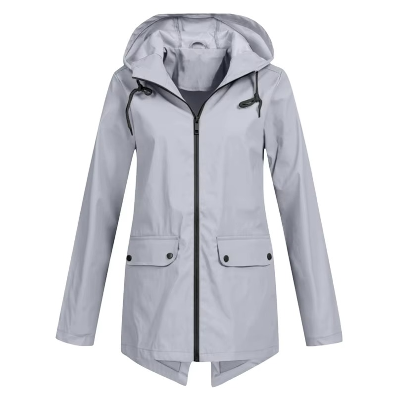 Veste Trench Imperméable À Capuche Doublée Velours Pour Automne Et Hiver Pour Femmes