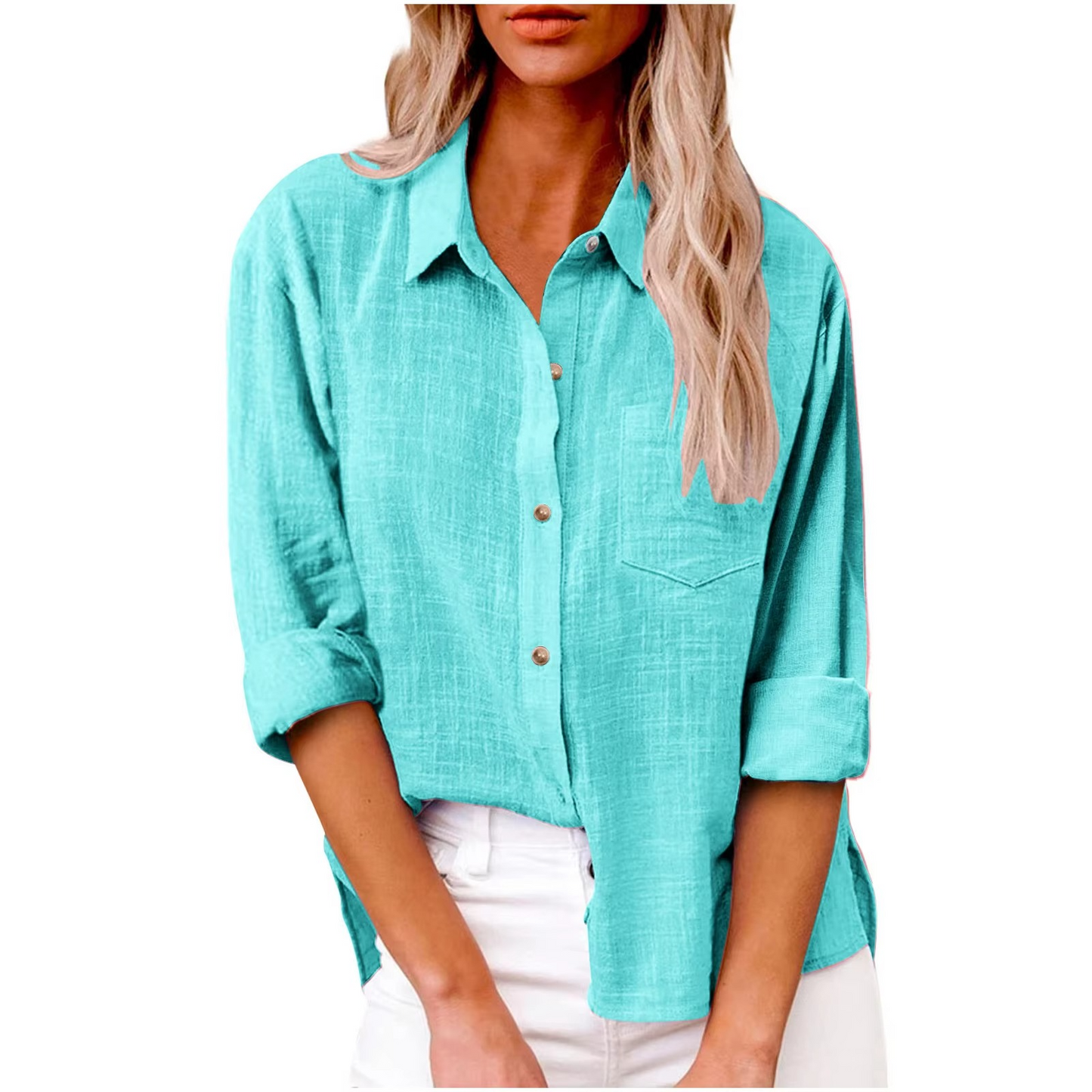Blouse Décontractée En Coton Lin À Manches Longues Pour Femmes Printemps 2025 Confort Et Élégance