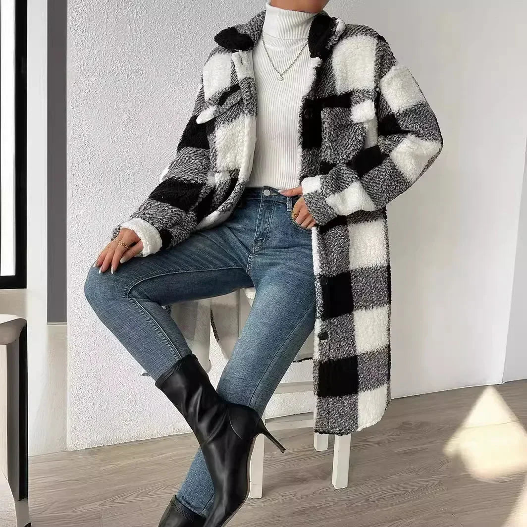 Amawinc Sophie Veste Élégante À Carreaux Coupe Raffinée Pour Femme Confiance Chic Quotidien