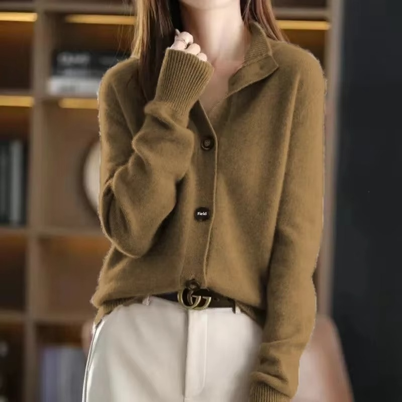 Cardigan En Maille Pour Femme Avec Col Debout Doux Tricot Pour Automne Hiver 2024