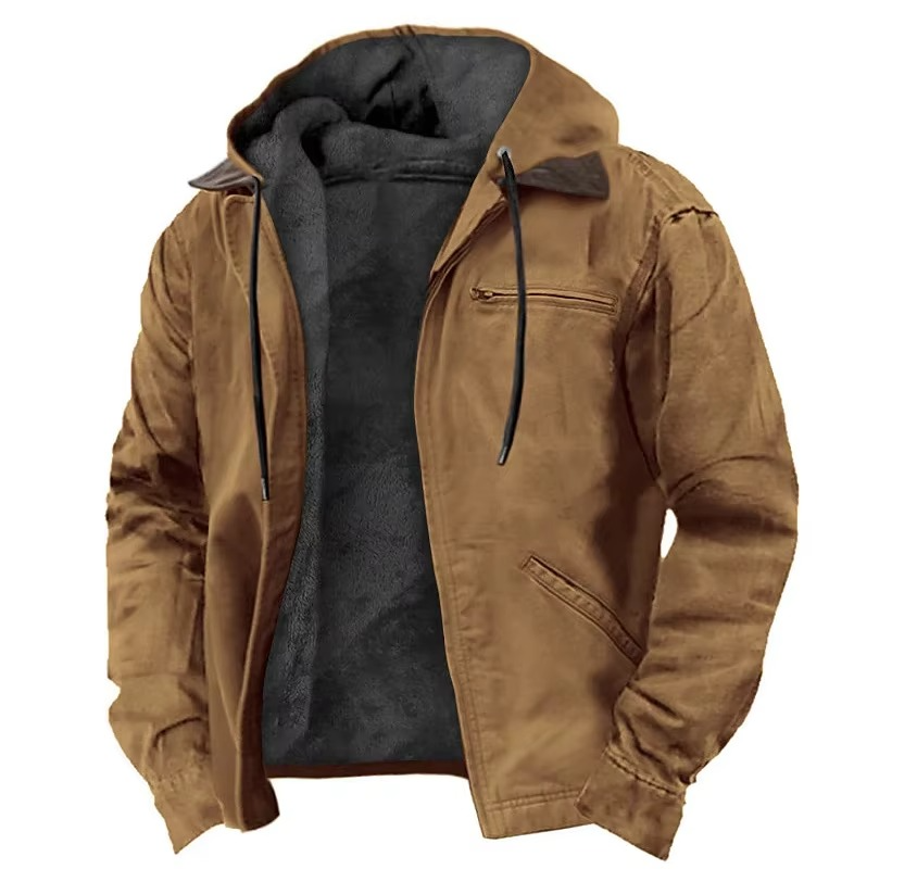Veste Polaire À Capuche Homme Amawinc Hivernale Avec Poches Zippées Doublure Chaude Pour Plein Air