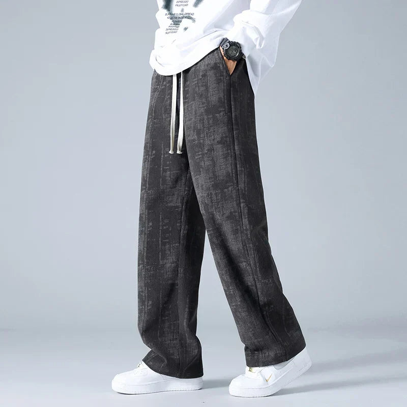 Pantalon De Jogging En Velours Côtelé Bleu Azur Avec Poches Utilitaires Et Cordon À Coupe Décontractée