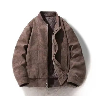 Veste Homme Léger Style Hong Kong Cuir Synthétique Printemps 2025 Bomber Streetwear Amawinc