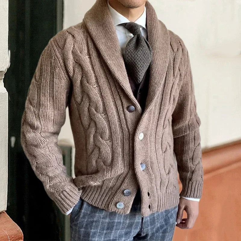 Cardigan En Laine Brock London Pour Homme Maille Douce Avec Fermeture Boutons Sur Toute La Longueur Coupe Ajustée
