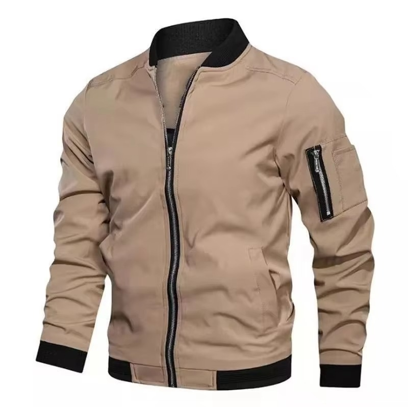 Veste Bomber Homme Légère Imperméable Zip Poches Frontales Polyvalente Amawinc Bourgogne Décontractée