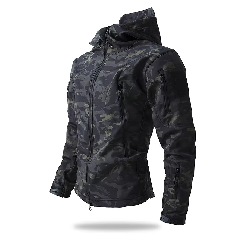 Amawinc Veste Soft Shell Homme Extérieur Polaire Coupe Vent Protection Contre Le Temps Pour Toute La Journée