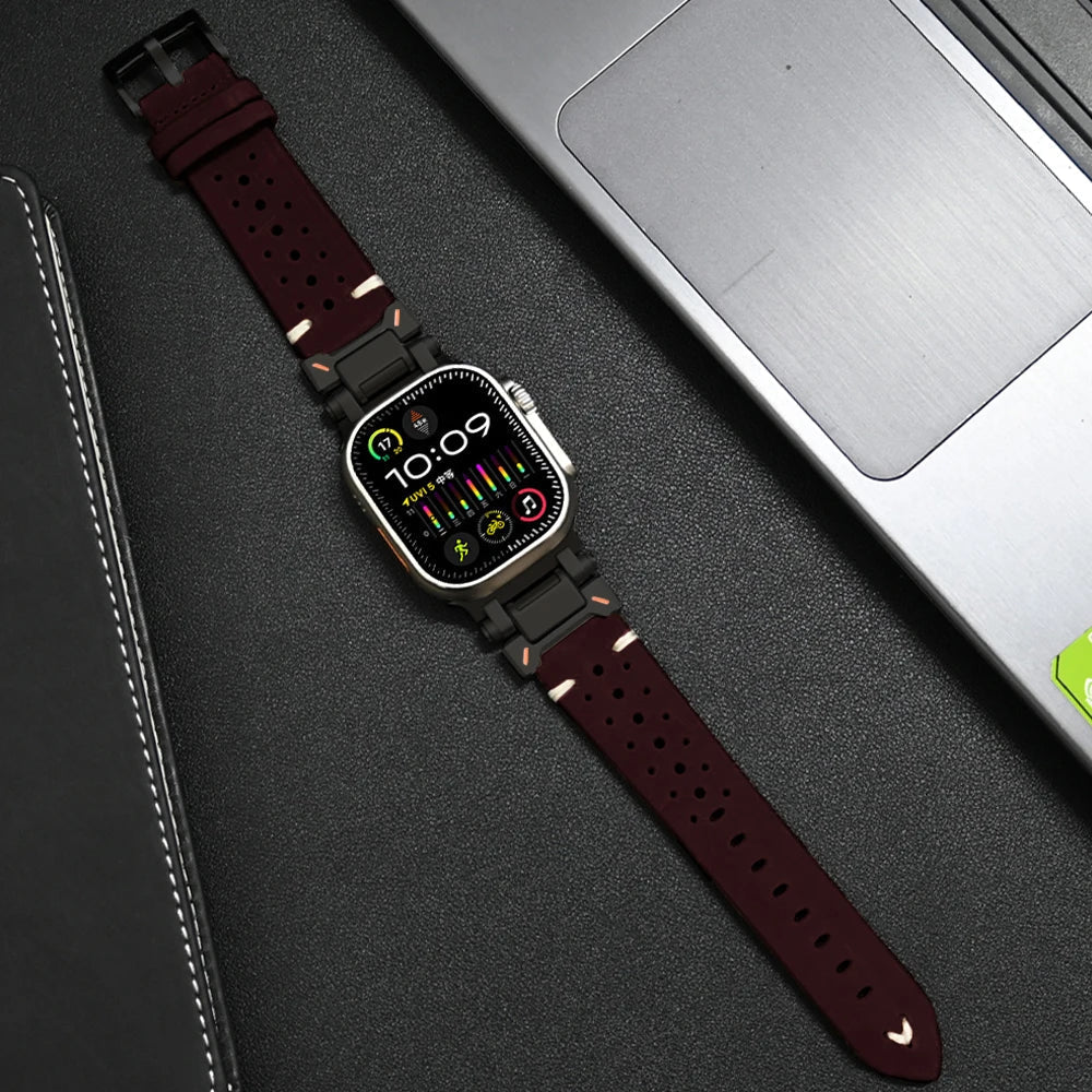 Bracelet Apple Watch En Cuir Véritable Jacek Avec Couture Soignée Et Finition Raffinée Pour Usage Quotidien