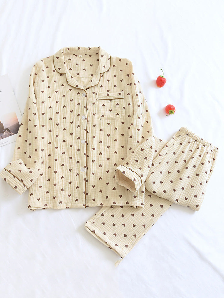 Hannah Pyjama Deux Pièces Femme Manches Longues Boutonné Pantalon Coordonné Confort Nuit