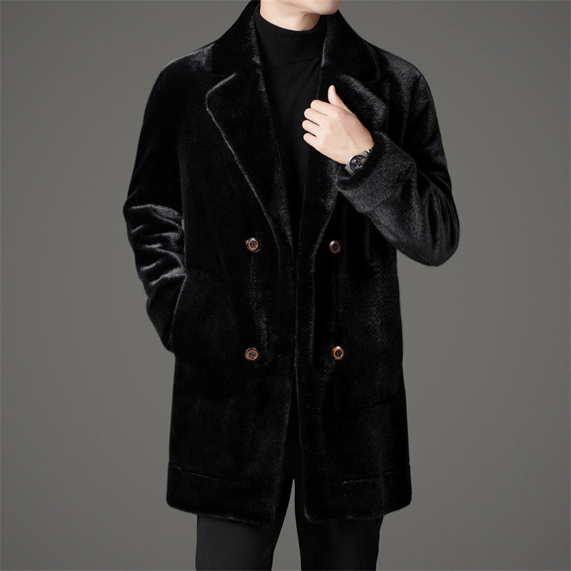 Manteau Homme À Double Boutonnage Col Longueur Genou Coupe Régulière Hivernal Forme Élégante Par Amawinc