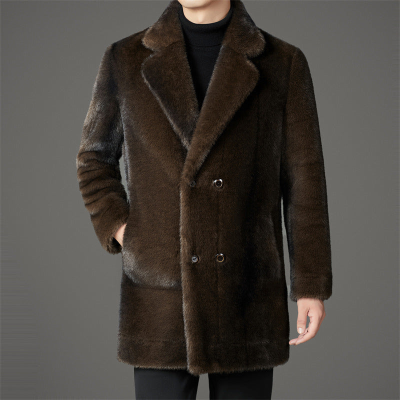 Manteau Homme À Double Boutonnage Col Longueur Genou Coupe Régulière Hivernal Forme Élégante Par Amawinc