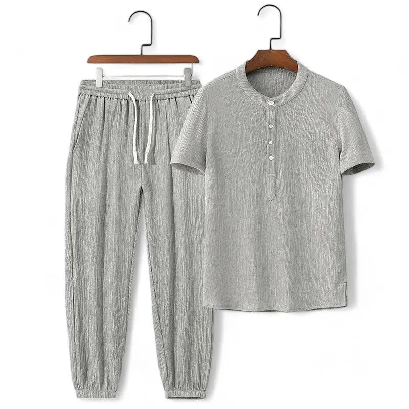 Amawinc Ensemble Deux Pièces Loungewear Respirant Avec Tee Décontracté Et Pantalon Jogger À Taille À Cordon