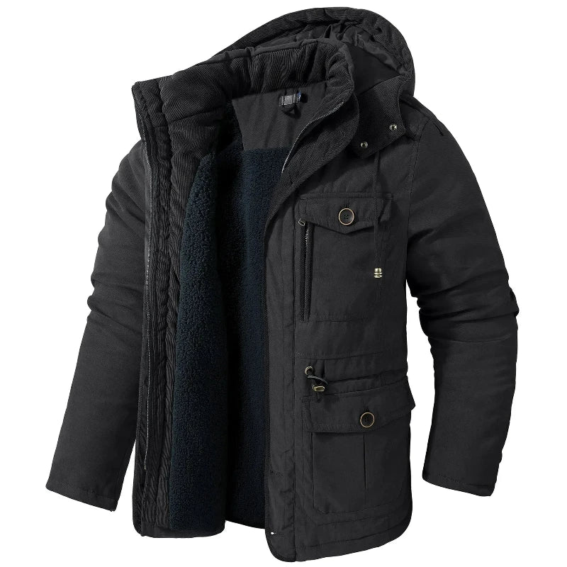 Veste Snowball Chaude avec Doublure Sherpa Capuche Ajustable et Col Haut et Poches Multiples