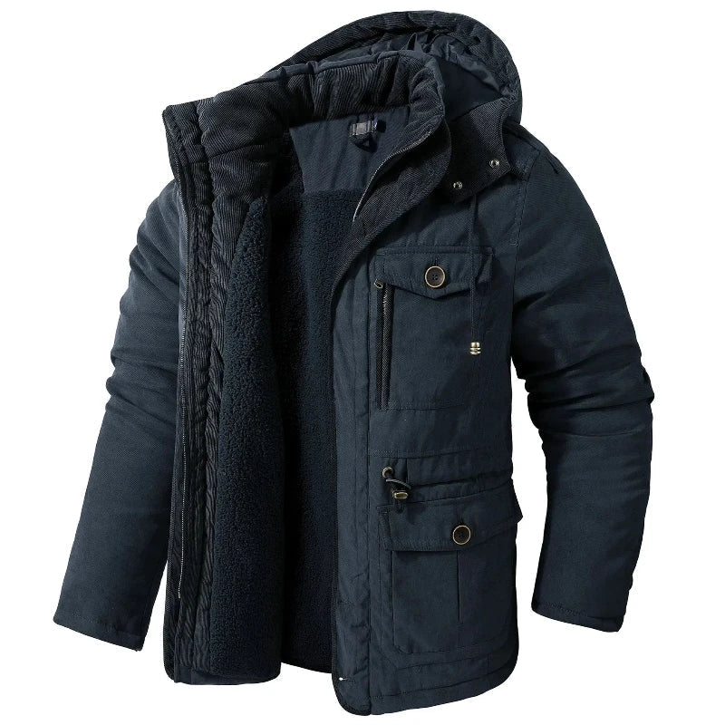 Veste Snowball Chaude avec Doublure Sherpa Capuche Ajustable et Col Haut et Poches Multiples