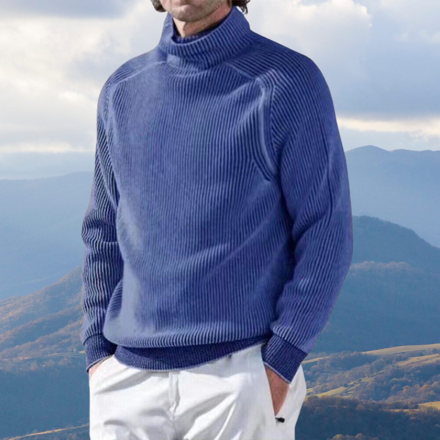 Amawinc Brandon Pull Col Roulé Hiver Décontracté Pour Homme Maille Côtes Douces Pour Superposer Chaleur et Confort