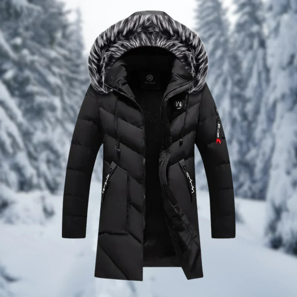 Veste Matelassée Homme Coupe Oversize Capuche en Fausse Fourrure Poches Zippées Poignets Côtelés