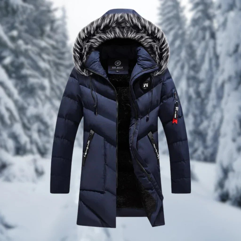 Veste Matelassée Homme Coupe Oversize Capuche en Fausse Fourrure Poches Zippées Poignets Côtelés