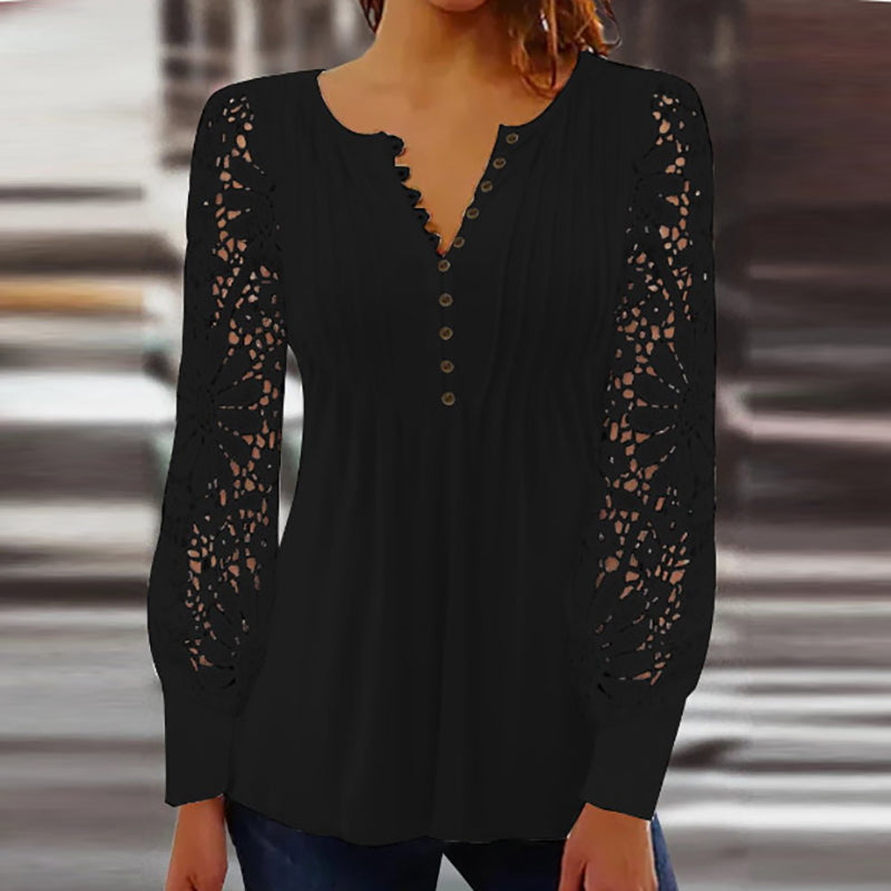 Blouse Ella En Dentelle À Manches Longues Amawinc Pour Décontracté Chic Et Superposition Avec Denim