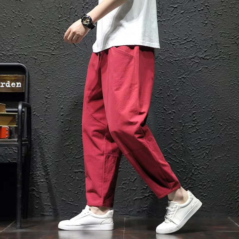 Pantalon Décontracté Pour Homme En Coton 100 Pour Cent Léger À La Cheville Pour L'Été Par Amawinc
