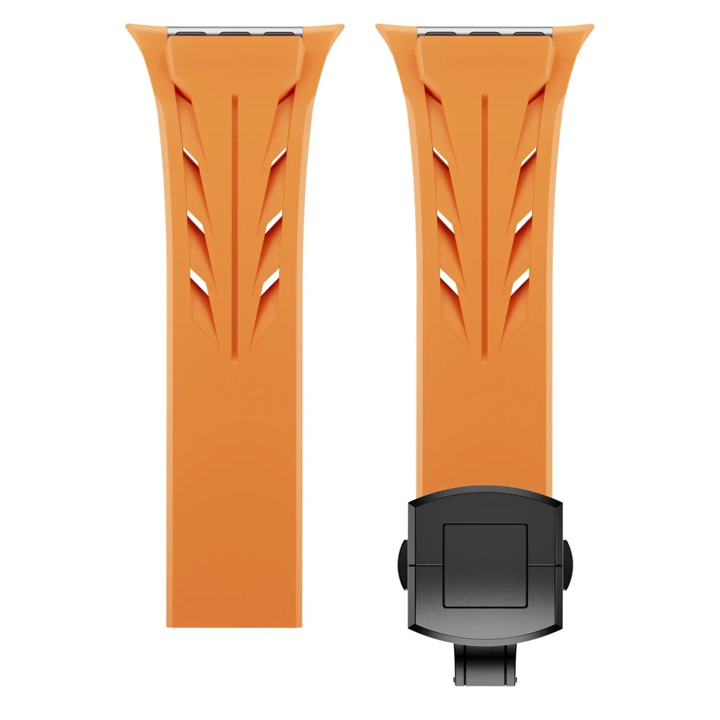 Bracelet Apple Watch En Caoutchouc Flexible 4 Voies Rainurée Léger Taillé Sur Mesure Compatible Avec Tous Modèles