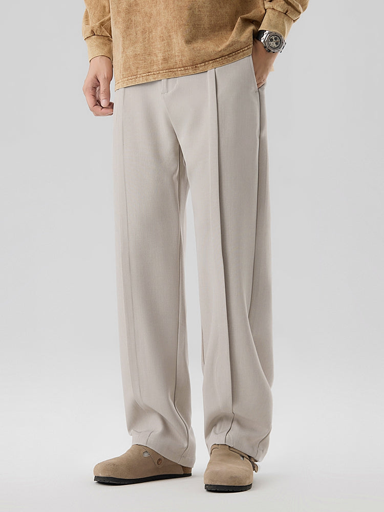 Pantalon Pli Plissé Coupe Droite Avec Ceinture Élastique Polyvalent Confort Idéal Bureau Voyage Weekend Amawinc
