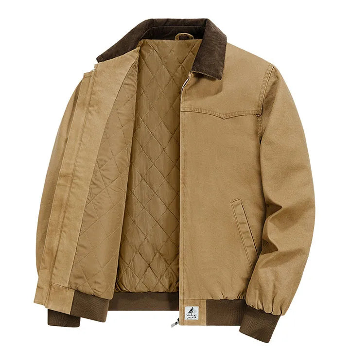 Veste De Travail Barrington En Coton Et Velours Côtelé Doublure Matelassée Chaude Coupe Regular Col Revers Contrastant