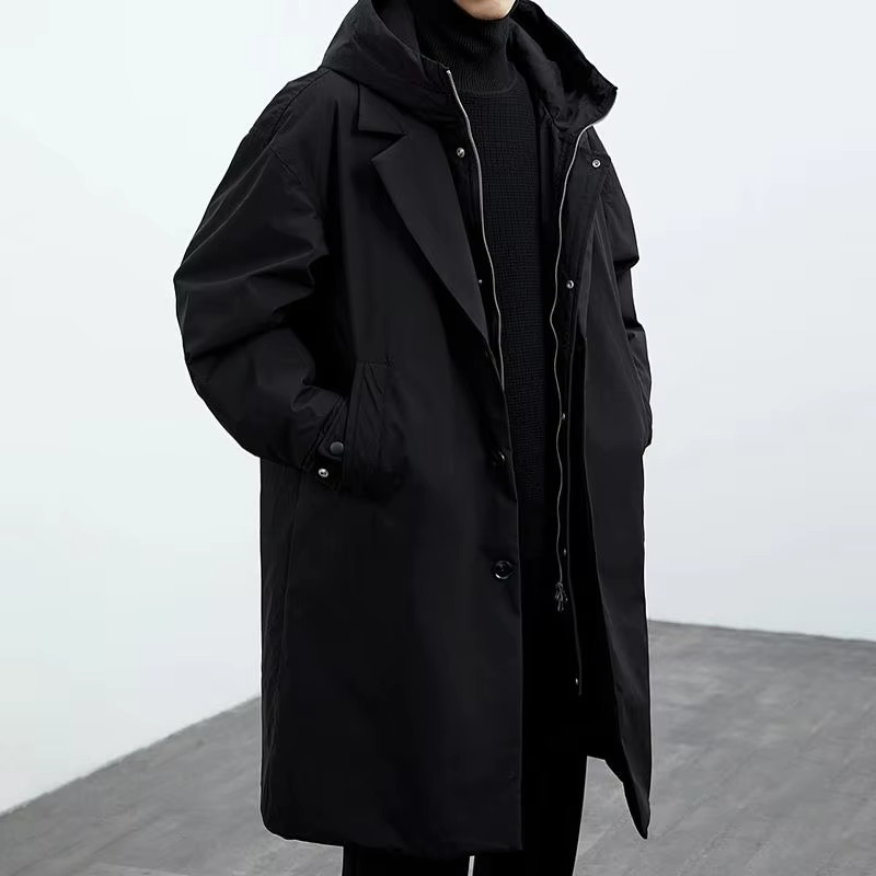 Amawinc Manteau Trench Long Anti Vent Homme Olive Vert Décontracté Haut De Gamme Tailles M À 5XL