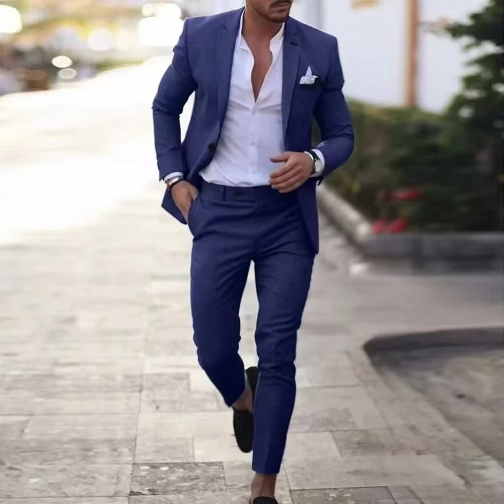 Amawinc Ensemble Deux Pièces En Lin Respirant Pour Homme Blazer Et Pantalon Pour Mariages Plage Et Événements Été