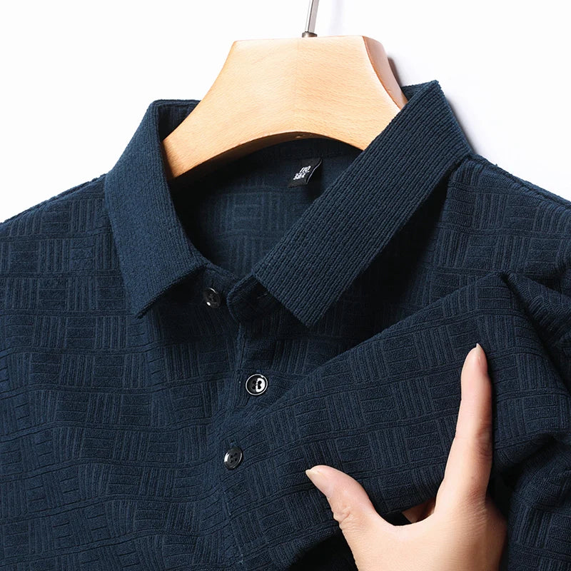 Polo Ray Weave Motif Raffiné En Coton Mélangé Pour Style Sophistiqué Et Confortable Au Quotidien